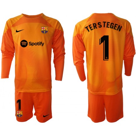 FC Barcelona Ter Stegen 1 Golmanski Dječji Treći Nogometni Dresovi 2022-23 L/S FC Barcelona Ter Stegen 1 Golmanski Dječji Treći Nogometni Dresovi 2022-23 L/S